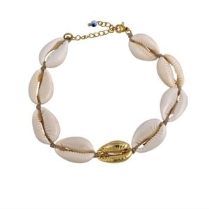 Mayol, THE COWRIE ANKLET, Gold, Shells, adjustable band,  New